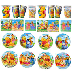 Decoración para Fiesta de Cumpleaños de Winnie Pooh, Platos de Papel, Vasos, Servilletas, Globos para Niños, Artículos para Fiestas de Baby Shower