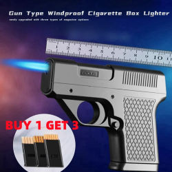 Encendedor de pistola con soporte para cargador de cigarrillos, encendedor multifunción a prueba de viento, llama de chorro, encendedores de Gas para hombres, regalo pequeño, nuevo