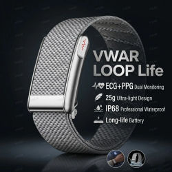Pulsera Inteligente VWAR Loop Life Fitness Tracker con ECG+PPG, SpO2, Monitor de Ritmo Cardíaco, Presión Arterial y Podómetro