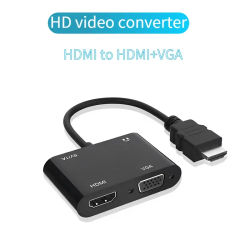 Adaptador VGA compatible con HDMI, divisor 1080P, salida 1 en 2 para ordenadores, ordenadores de escritorio, portátiles, monitores y proyectores