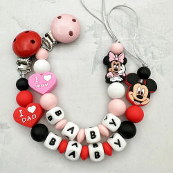 Clips de Silicona para Chupetes con Letras Inglesas Personalizadas, Cadenas para Chupetes, Mordedores, Colgantes para la Dentición, Regalo Kawaii para Bebés