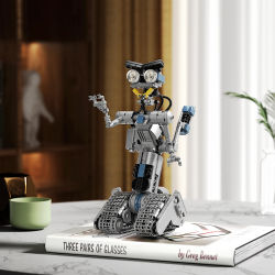 Juego de bloques de construcción de robot Johnny 5, decoración del hogar, modelo de decoración de habitación, regalo para adultos (386 piezas)