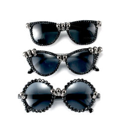 Gafas de sol de calavera gótica Halloween Navidad Ojo de gato Cristal Punk Gafas de sol