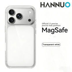 Funda Magnética HANNUO para iPhone 17 Pro MAX, Funda Protectora a Prueba de Golpes para Cargador Inalámbrico, Funda Delgada Antiamarilla Transparente