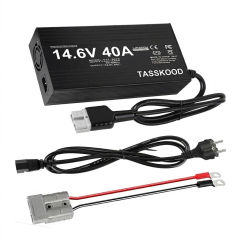 Cargador de Batería de Litio de 14.6V 40A para Batería LiFePO4 de 12V, Cargador Inteligente Rápido para Uso Marino, RV, Energía Solar Fuera de la Red