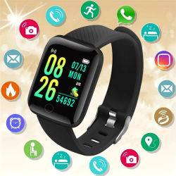Reloj inteligente pulsera deportiva seguimiento de Fitness seguimiento ritmo cardíaco llamada y mensaje recordatorio hombres Smartwatch mujer 116 Plus reloj D13