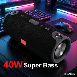 Caja de Sonido Bluetooth HiFi para Camping, 40W, Doble Bajo, IPX5 Resistente al Agua, 3600mAh, Reproductor FM, Manos Libres, Entrada Cableada