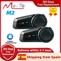 Maxto M2 casco de motocicleta intercomunicador auriculares Bluetooth V5.0 para 6 conductores 1000M impermeable función de emparejamiento Universal Radio FM MP3