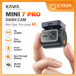 Cámara para Coche KAWA Dash Cam MINI 7 Pro 4K con Pantalla Oculta, Control por Voz, Supercondensador, Grabación en Bucle, HDR, DVR para Coche, Monitor de Estacionamiento