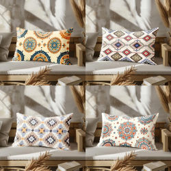 Almohadas con patrón geométrico y Mandala para decoración del hogar, adecuadas para sofá, dormitorio, funda de almohada para coche, cojín trasero Rectangular