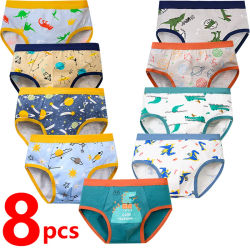 1/4/8 Uds. Conjuntos de calzoncillos Boxer para niños, ropa interior de algodón para niños, calzoncillos transpirables para bebés, bragas tipo Tanga estampadas, novedad de 2025