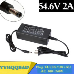 Cargador de 54,6 V 2A para cargador de batería de iones de litio de 48V, enchufe/conector CC para batería de bicicleta eléctrica de litio de 48V 13S