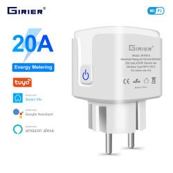 GIRIER Tuya Wifi enchufe inteligente 20A UE enchufe inteligente con Monitor de potencia función de temporizador 4200W Compatible con Alexa Google Home