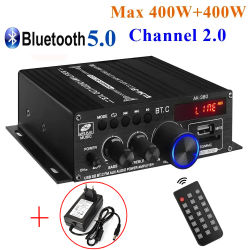 Auto-partner AK380 Max 200Wx2 Mini amplificador de potencia de Audio, amplificador de altavoz receptor Bluetooth RMS 40Wx2 2,0 canales con potencia de 12V 3A
