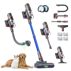 BUTURE VC200 Aspiradora escoba inalámbrica, 600 W, 65 kPa, potente aspiradora para pelo de mascotas con cepillo para mascotas, aspiradora de mano inalámbrica para alfombras y suelos duros, pantalla