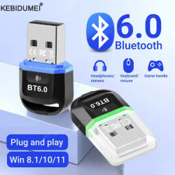 Adaptador USB Bluetooth 6,0 transmisor receptor Bluetooth 6,0 Dongle adaptador USB inalámbrico para ratón teclado altavoz música