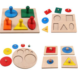 Rompecabezas Montessori de juguete, formas geométricas de madera, clasificación de matemáticas, juego educativo de aprendizaje preescolar colorido, juguetes para bebés y niños pequeños