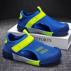 Sandalias deportivas transpirables, zapatos informales de verano para niños, sandalias de playa para niños, sandalias ligeras con punta cerrada para bebés y niñas