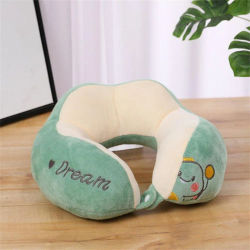 Almohada en forma de U, bonita almohada para reposacabezas, almohada para dormir en el coche, protección del cuello para el hogar, almohada para el cuello lavable desmontable