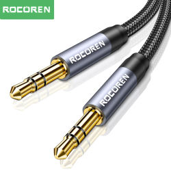 Cable de Audio Rocoren, conector Aux macho a macho de 3,5mm para teléfono, auriculares, altavoz MP3 para coche, ordenador, conector Aux de 3,5mm, Cable de 5M