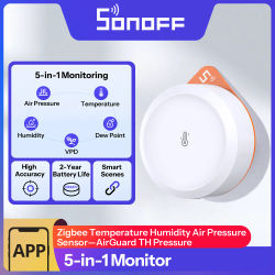 Sensor de Presión de Aire Sonoff Zigbee, Monitor de Temperatura, Humedad y Presión Barométrica para el Hogar Inteligente, Alerta por Aplicación, Oficina, SNZB-02M