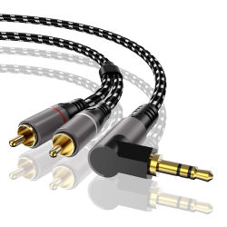 Cable de audio auxiliar de 3.5mm a 2RCA, adaptador divisor de 3.5mm Jack a 2 RCA macho para TV Box, amplificador de video, cable de altavoz