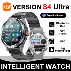 2025 nuevo S4 Ultra deportes al aire libre reloj inteligente hombres pantalla AMOLED NFC GPS brújula ritmo cardíaco impermeable Bluetooth llamada SmartWatch