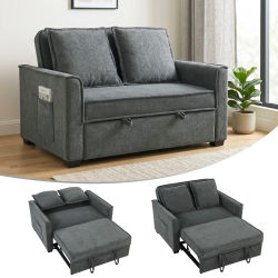 HOMCOM Sofá Cama 3 en 1 con Respaldo Ajustable 2 Almohadas Bolsillos