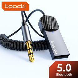 Toocki Aux adaptador Bluetooth USB a conector de 3,5mm Audio para coche Aux Dongle Bluetooth 5,0 Hndsfree Kit para coches receptor transmisor BT