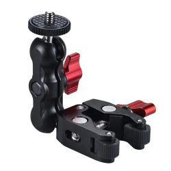 Super Clamp, Soporte de Cámara, Soporte para Monitor 360 ° Adaptador de doble cabezal esférico Ballhead Magic Arm para cámaras DSLR/Gopro/luces LED/teléfonos