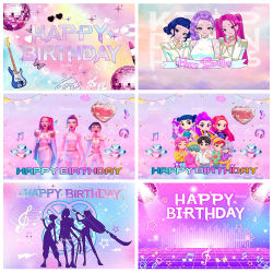 Fondo de Cumpleaños Kpop Pink Idol, Decoraciones para Fiesta de Cumpleaños de Niña, Banner para Baby Shower de Grupo Femenino, Fondo para Sesión de Fotos