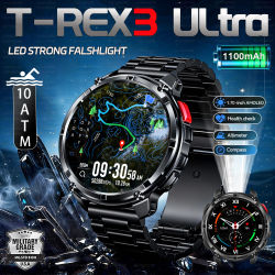 2026 nuevo T-REX3 1100mAh batería SmartWatch 10ATM impermeable brújula altitud HD Bluetooth llamada deportes linterna reloj inteligente hombres