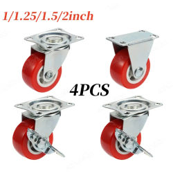 4 unids/lote 1-2 pulgadas ruedas para muebles PVC rojo rueda Universal giratoria rueda de rodillo para plataforma accesorio de carrito