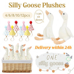4-12 Piezas de Peluche de Ganso Silly Goose, Juguete de Peluche Suave de 9.8 Pulgadas para Baby Shower, Regalos y Detalles para Fiestas de Cumpleaños