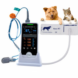 Monitor veterinario con pantalla táctil de mano, oxímetro de pulso veterinario multiparámetro para perros y gatos, Monitor de signos vitales