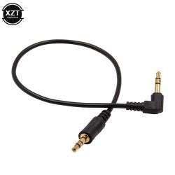 Cable auxiliar macho a macho para coche, 1 piezas, 30cm, 3,5mm, chapado en oro, ángulo de 90 grados, Audio para MP3, auriculares, teléfono y altavoz