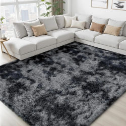 Alfombras Peludas Grises con Efecto Tie-Dye, Ultra Suaves, Antideslizantes, para Dormitorio, Sala de Estar, Habitación Infantil, Alfombras Grandes para Decoración del Hogar