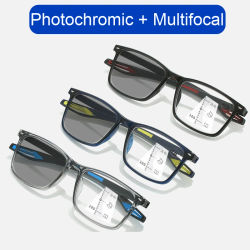 Gafas multifocales para presbicia que cambian de Color TR90, gafas bifocales deportivas para visión de lejos, gafas de lectura fotocromáticas terminadas