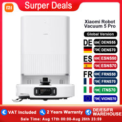 Versión Global Xiaomi Robot Vacuum 5 Pro, Succión de 20000Pa, Aspiradora Antienredos sin Esfuerzo, Base Autolimpiante, Mopa Extensible y Cepillo Lateral, Control por Voz/Aplicación Inteligente, Video