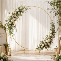 Arco Circular Metálico de 2 Metros para Decoración de Bodas, Soporte para Globos y Flores, para Ceremonias, Fiestas, Baby Shower, Cumpleaños
