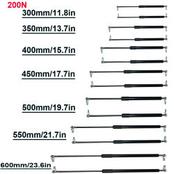 2 unidades de amortiguador de gas universal de 200N, barra de soporte hidráulica para cama de RV, coche, máquina, muebles, 300MM-600MM