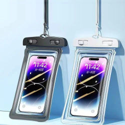 Funda de teléfono impermeable transparente con pantalla táctil de menos de 7,0 pulgadas, funda de teléfono móvil con cordón, bolsa sellada para natación y buceo