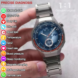 Reloj Inteligente 2026 Original con ECG, Presión Arterial, Ácido Úrico, Lípidos, Grasa Corporal, NFC, Bluetooth, Llamadas, Diagnóstico de Salud para Hombres