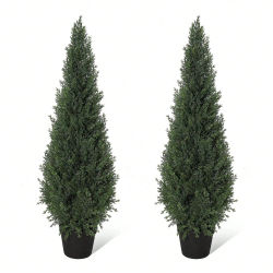 2 uds planta de cedro Artificial 90cm120cm cedro Artificial pino verde ciprés falsos plantas de arbustos falsos en maceta para el hogar y la Oficina