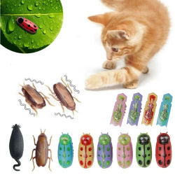 Juguetes de insectos eléctricos divertidos para gatos, túnel automático, Mini Robot, vibración de insectos, funciona con batería, cucarachas, Mariquita