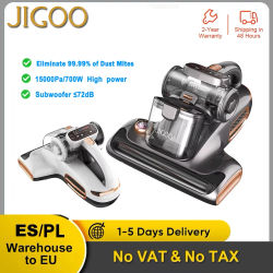 Aspiradora para Colchones JIGOO T600, 700W, 15KPa de Succión, Diseño de Doble Copa EU, Elimina el 99.99% de los Ácaros del Polvo con Sistema de Difusión de Aroma