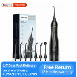 Fairywill-irrigador bucal para dientes, irrigador Dental portátil recargable, 3 modos, tanque de agua, limpiador de dientes impermeable, 300ML