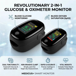 Medidor de glucosa en sangre y oxígeno en sangre 2 en 1, medidor de glucosa en sangre y oxímetro de pulso, monitor de presión arterial, oxímetro de pulso SPO2