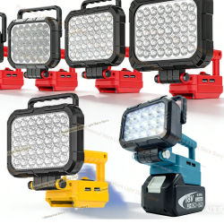 Piezas de herramientas eléctricas para Makita, Milwaukee, Dewalt, batería de 18V, luces LED de trabajo, lámpara para exteriores, foco de linterna de mano, cargador USB