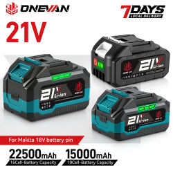 Batería de iones de litio ONEVAN 18V-21V 22500mAh 15000mAh recargable con cargador para llave eléctrica, motosierra y herramientas eléctricas